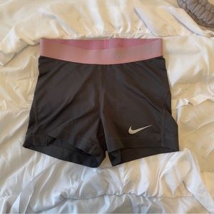 Grey and Pink 3 Inch Nike Pro Shorts